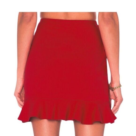 Superdown Fiona ruffle mini skirt XL Red fully lined hidden back zipper‎ NWOT - Picture 2 of 11